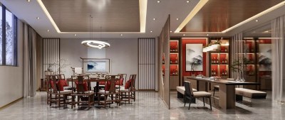 新中式包厢3D模型下载